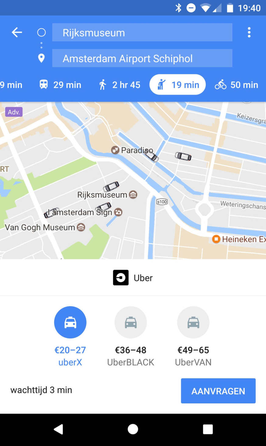 Uber in Google Maps