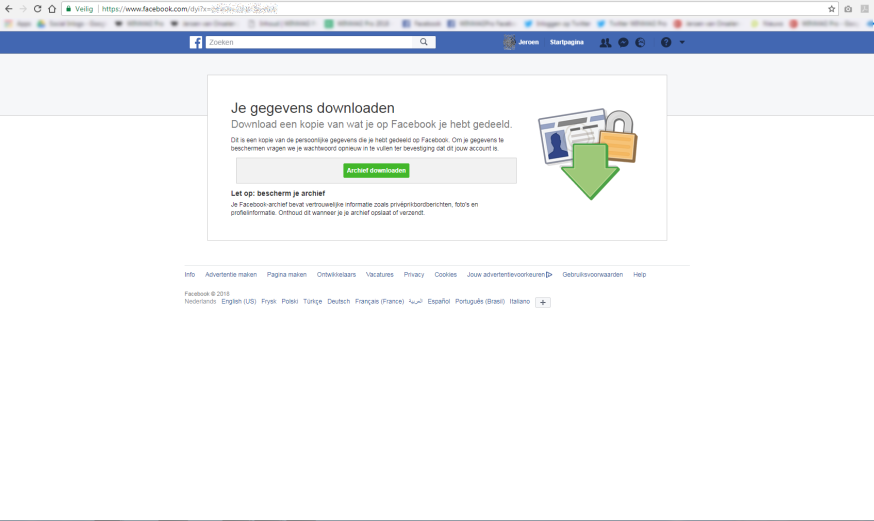 Facebook archief opvragen