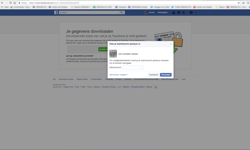 Facebook archief opvragen