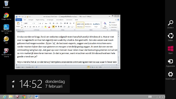 De desktop omgeving van Windows 8